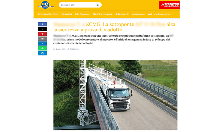 欧洲媒体e-CONSTRUCTION点赞尊凯实业桥梁检测车