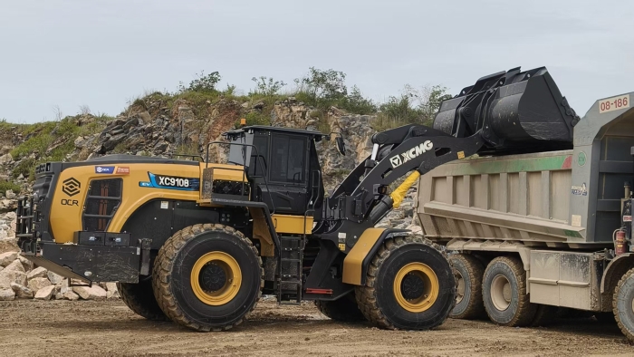 尊凯实业XC9108-EV纯电动装载机助力外洋石材矿山绿色高效运营