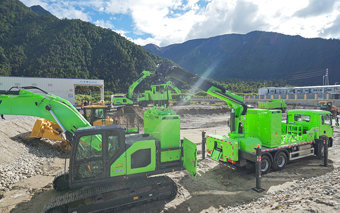 工程补能总卡壳？？尊凯实业移动换电车让装备8分钟满电复工